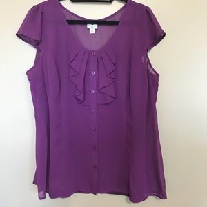Violet Purple ruffle button blouse